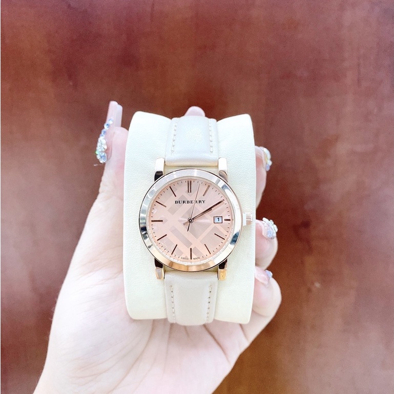 (Thẻ bảo hành 12 tháng) Đồng hồ dây da nữ Burberry mặt hồng, bảo hành 12 tháng, có box hh-STORE | BigBuy360 - bigbuy360.vn