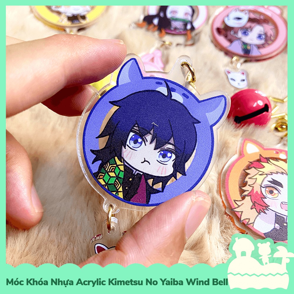 [Sẵn VN - NowShip] Móc Khóa Chuông Gió Keychain Acrylic Nhựa Trong Anime Manga Kimetsu No Yaiba Demon Slayer Wind Bell