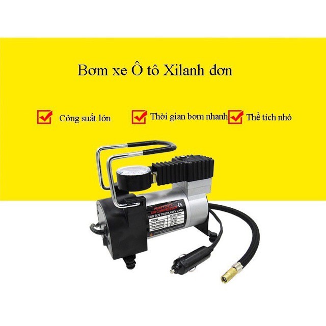 [Hàng loại 1]  Bơm lốp, bơm hơi điện ô tô xe máy mini 12V Heavy Duty Air Compressor 120W bảo hành 6 tháng