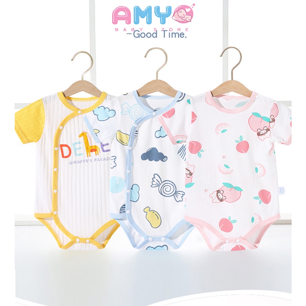Bodysuit cho bé gái bé trai AMYO bộ body cho bé sơ sinh đầy tháng 3 6 9 12 tháng thôi nôi 11.BDS01.03-1