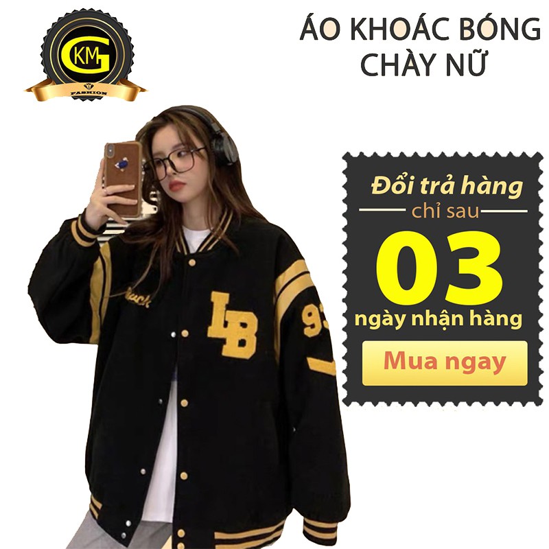 Áo khoác bomber bóng chày nữ phối viền màu IB