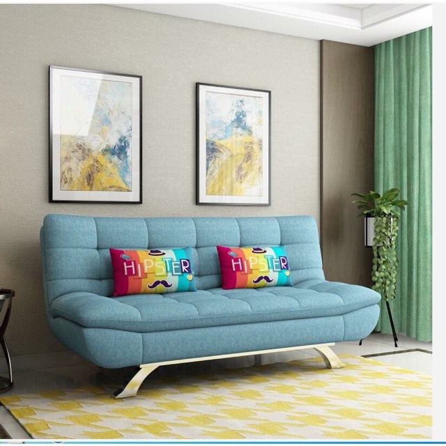Sofa giường bọc vải màu xanh