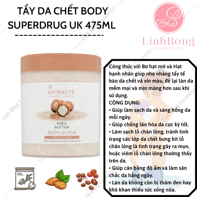 TẨY DA CHẾT BODY SUPERDRUG UK 465ML TO KHỔNG LỒ