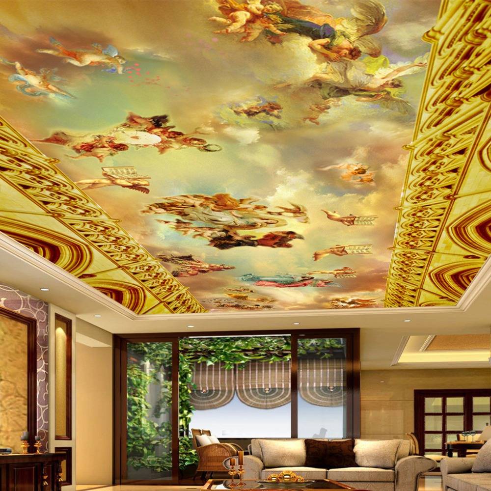 Giấy dán tường in hình tranh sơn dầu 3D phong cách Châu Âu cổ điển trang trí nhà cửa/ khách sạn