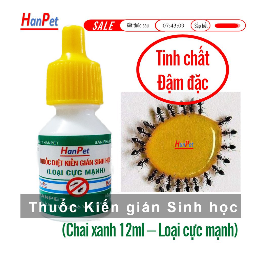 (1 chai) Thuốc kiến gián sinh học Hanpet (chai xanh 12ml) tinh chất đậm đặc diệt kiến hiệu quả an toàn cho trẻ em