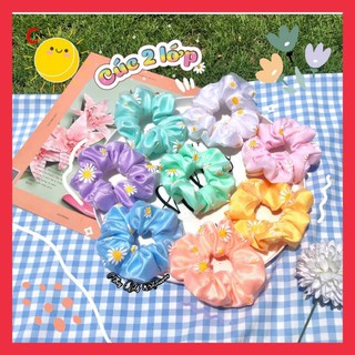 [Giá sỉ] Cột tóc scrunchies hoa cúc 2 lớp- Thùy My Accessories