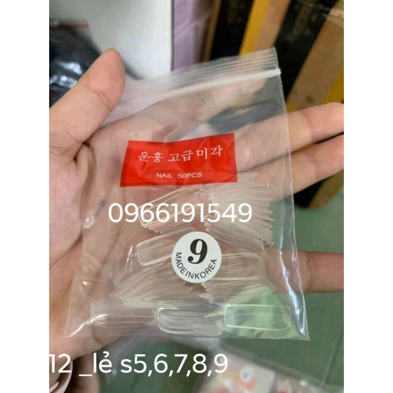 Mong úp bán lẻ size 1=> 9, móng up trong 5=> 9 (1 túi 1 size 50 móng )