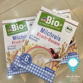 Bột ăn dặm dmBio nội địa Đức gạo non anh đào và chuối hữu cơ 250g