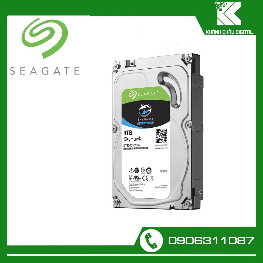 Ổ Cứng HDD Video Seagate SkyHawk 4TB/64MB/3.5 ST4000VX007 - Hàng Chính Hãng