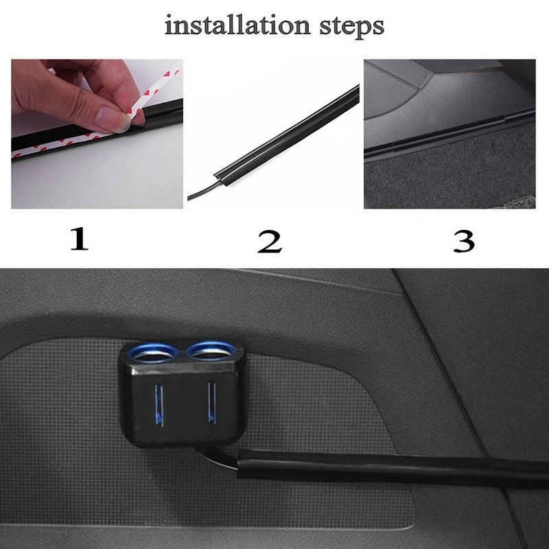Set 4 Vỏ Bọc Dây Cáp Ẩn Hai Mặt Sắp Xếp Gọn Gàng Cho Xe Hơi