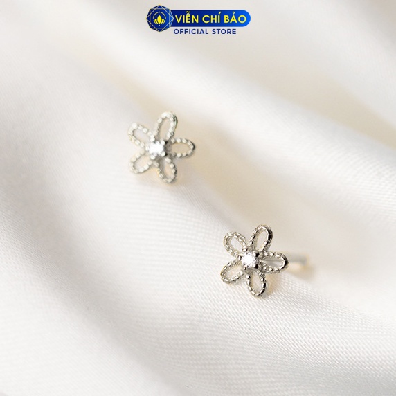 Bông tai bạc nữ hoa nhỏ chất liệu bạc 925 thời trang phụ kiện trang sức Viễn Chí Bảo B400324