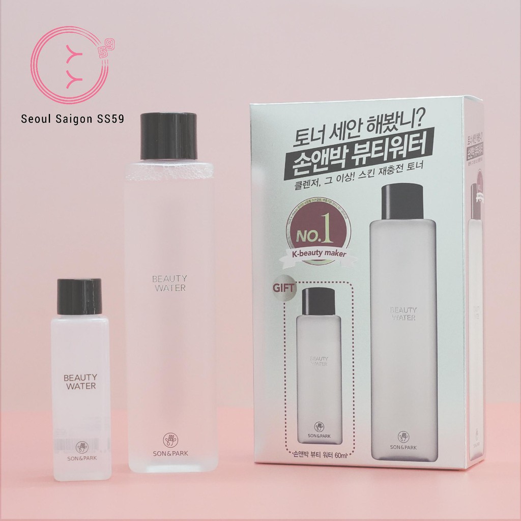 Combo Nước thần 2 trong 1 làm sạch và cân bằng độ ẩm da Son & Park (340ml + 60ml)Son & Park Beauty water