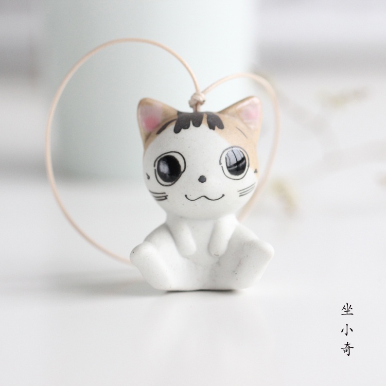 Phụ Kiện Treo Trang Trí Túi Xách Hình Mèo Bằng Gốm Dễ Thương