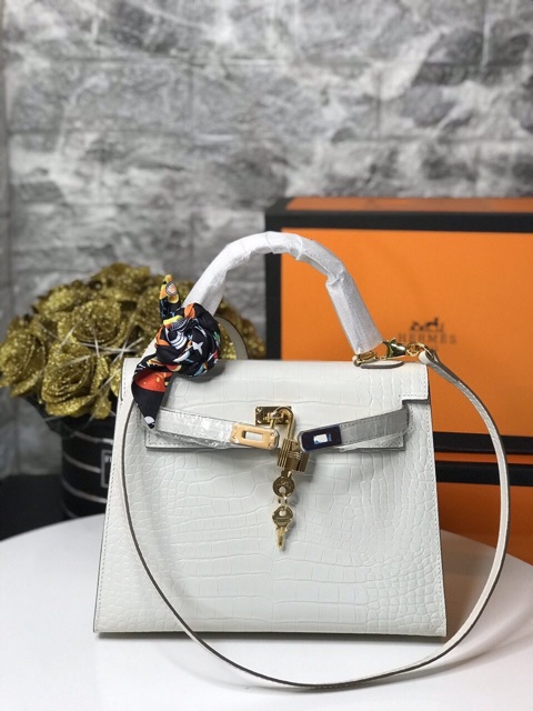Túi H*M da bò dập vân cá sấu hàng cao cấp