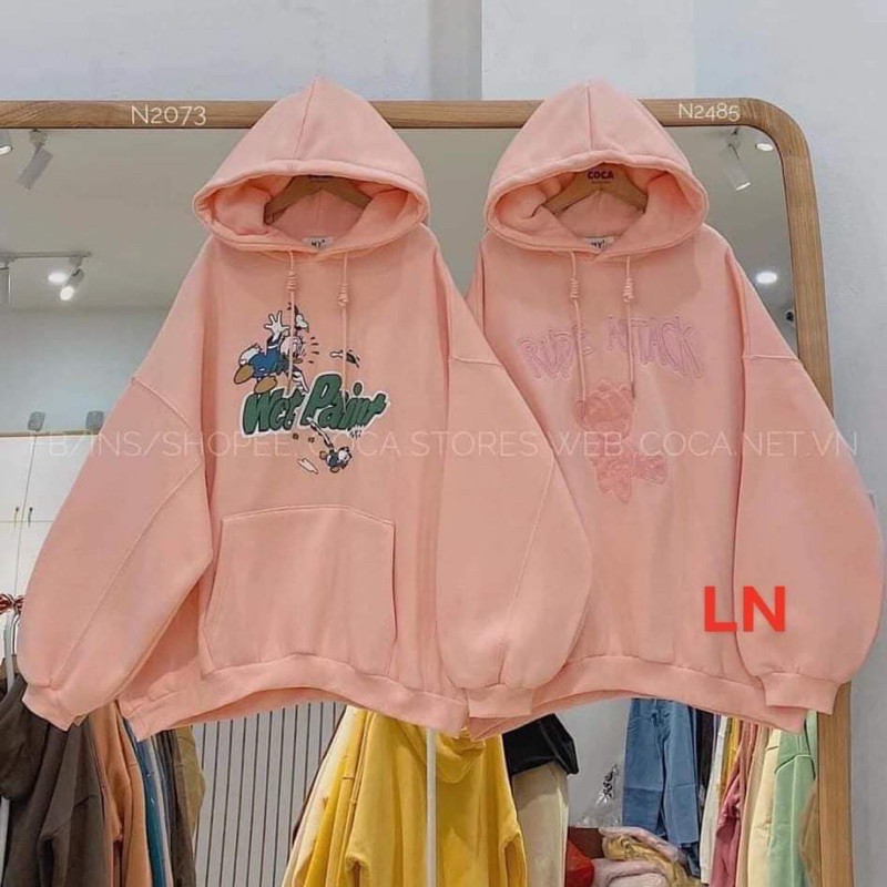 Áo hoodie pain và gấu Hồng LN11