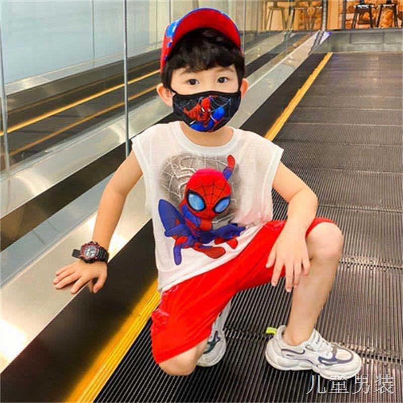 Quần áo nam trẻ em mới mùa hè Bộ đồ bé trai người nhện, vừa và lớn, kiểu tây, hè, short đẹp mới,5