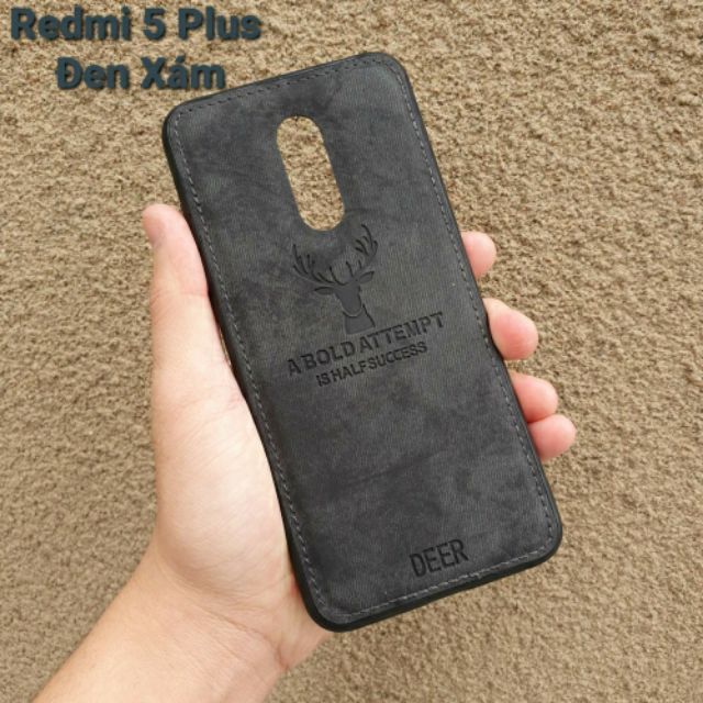 Ốp lưng Xiaomi Redmi 5 Plus vân da khắc hình Hươu nam tính rẻ đẹp
