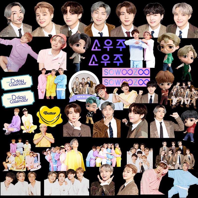 Set 50 miếng dán trang trí in hình các thành viên nhóm BTS