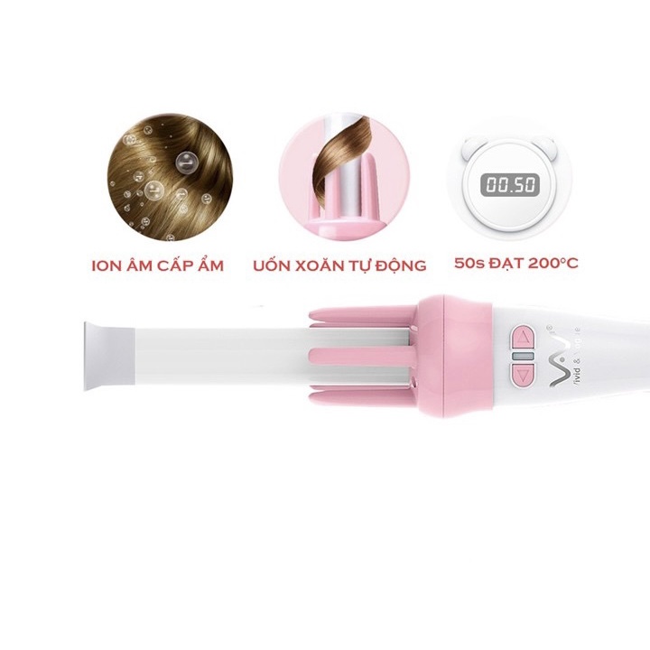 Máy uốn tóc xoăn xoay tự động 360 VIVID & VOGUA tặng kèm kẹp tóc và lược