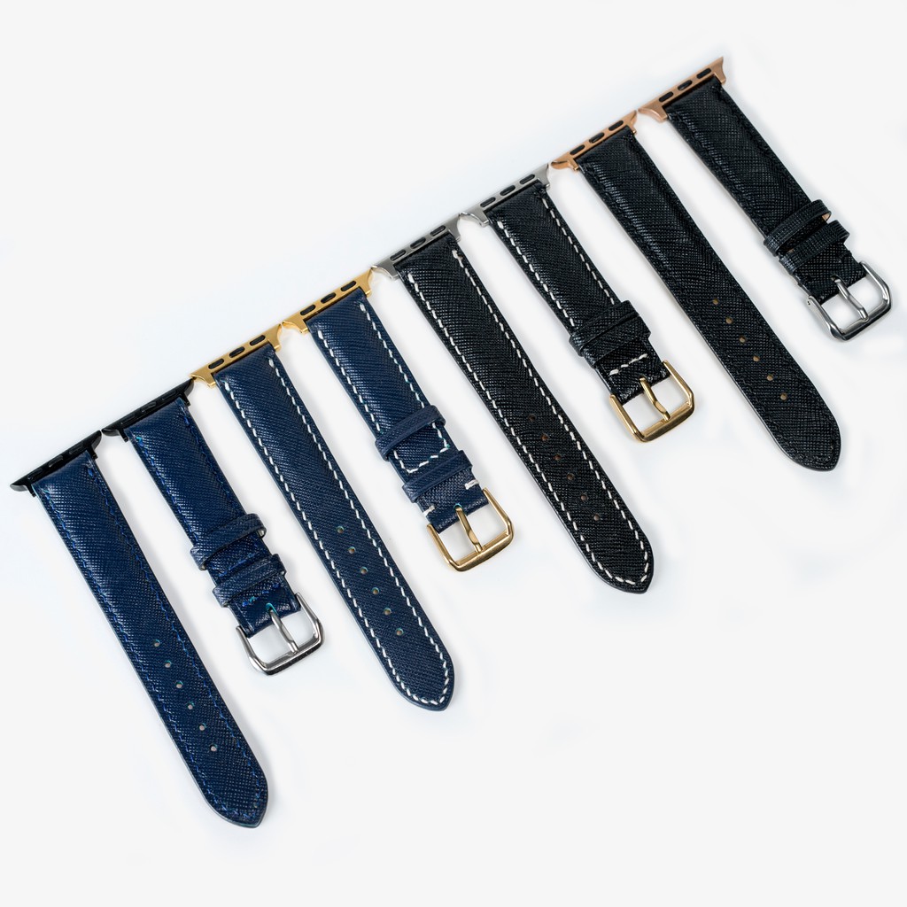 Dây apple watch da saffiano D117 cao cấp-khâu tay thủ công- dây apple watch series 3 series 4 series 5