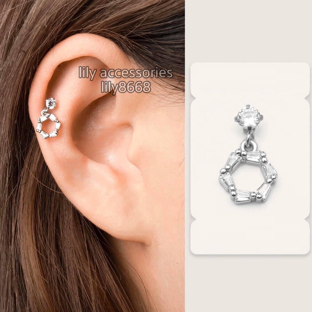 Hexagon Earring khuyên tai titan lục giác đá không gỉ không đen không dị ứng nam nữ Uniex