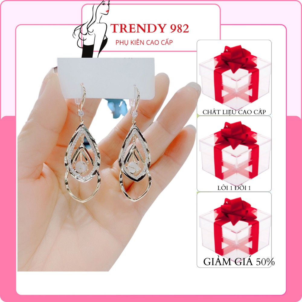 Khuyên tai cao cấp bạc 925 bông tai quang châu bền màu không han cho nữ