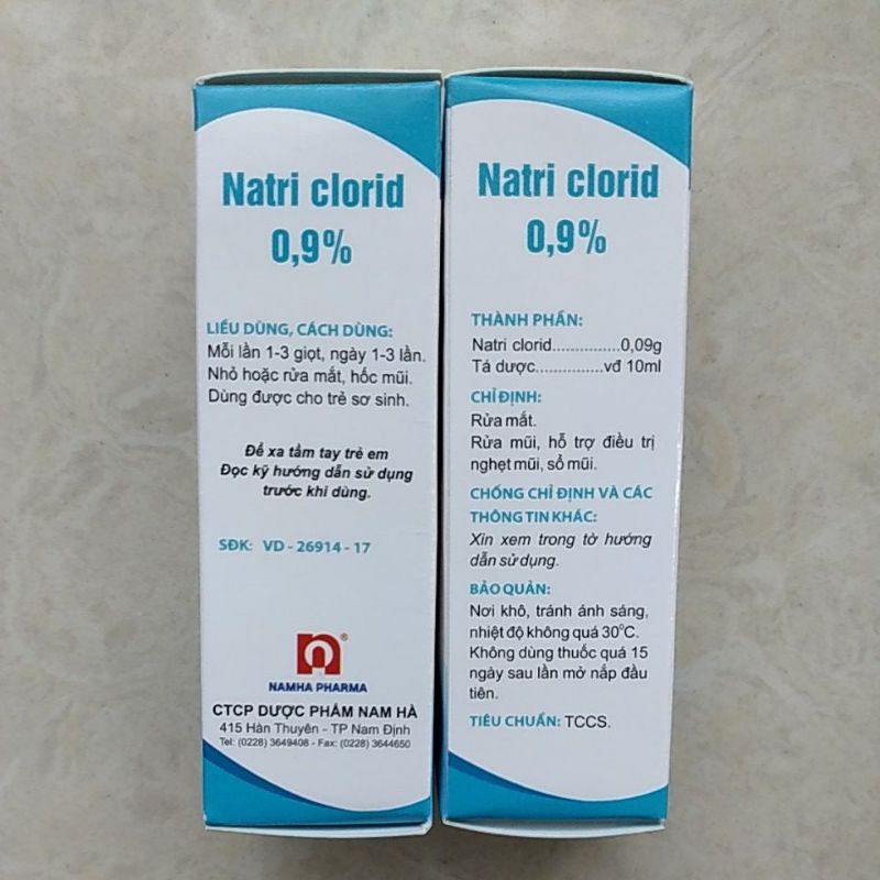 Combo 10 lọ nước muối sinh lý rửa mắt mũi NaCl 0,9% Nam Hà - Nước muối HẢI PHÒNG - Thanh Hóa - HCM