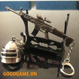 Combo Mô Hình Scar-L + Mũ 3 Pubg - Tặng Kệ Trưng Bầy (Thép 12cm)