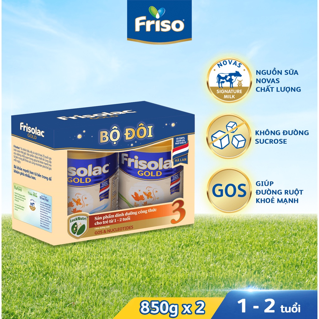 Combo 2 lon Sữa Frisolac Gold số 3 850g [Date 2024]