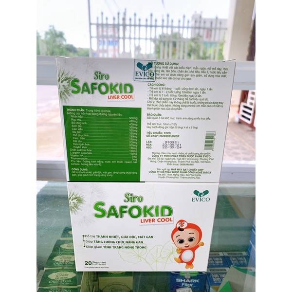 Siro Safokid thanh nhiệt, giải độc, mát gan, táo bón cho bé hộp 20 ống 10ml