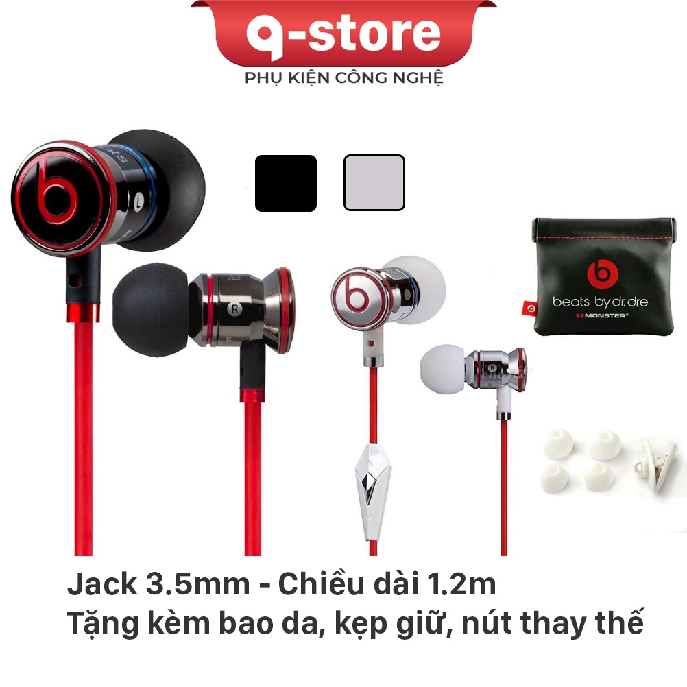 Tai Nghe ibeat Monster Có Mic Bass Cực Mạnh, Jack 3.5, Dài 1.2m Tặng kèm túi da, nút đổi size