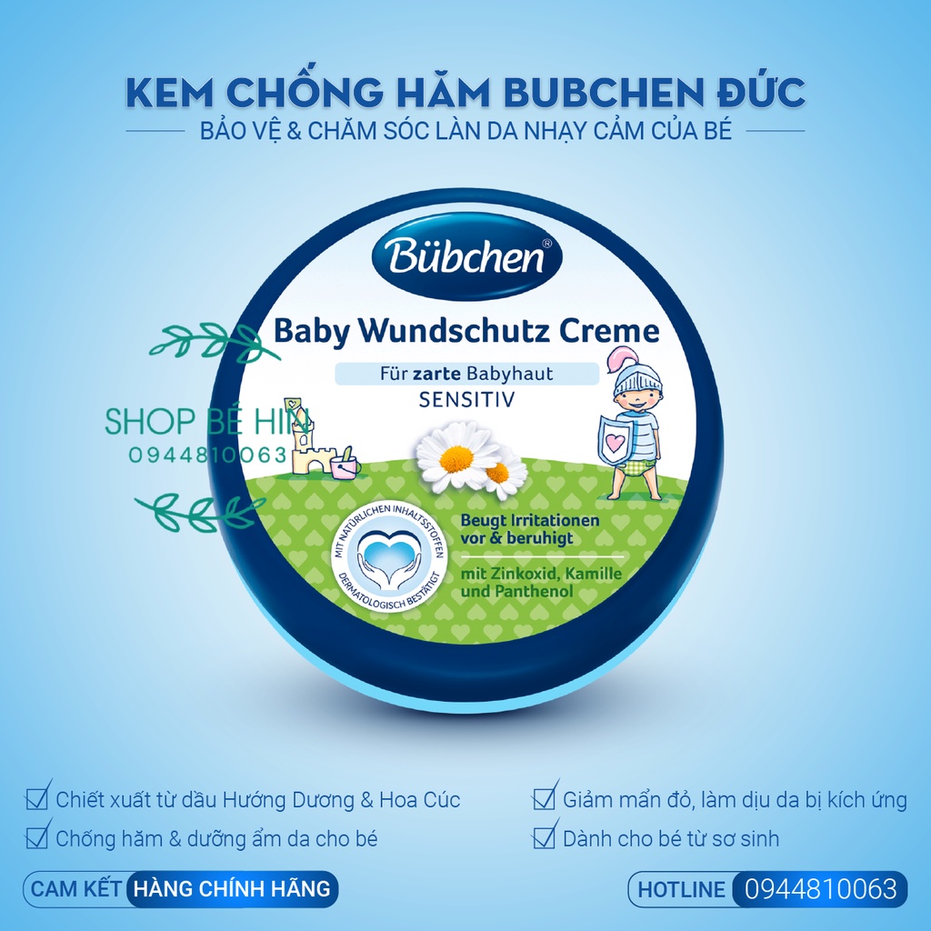 Kem dưỡng da chống hăm trẻ em Bubchen Đức cho bé từ sơ sinh 150ml, an toàn với mọi loại da