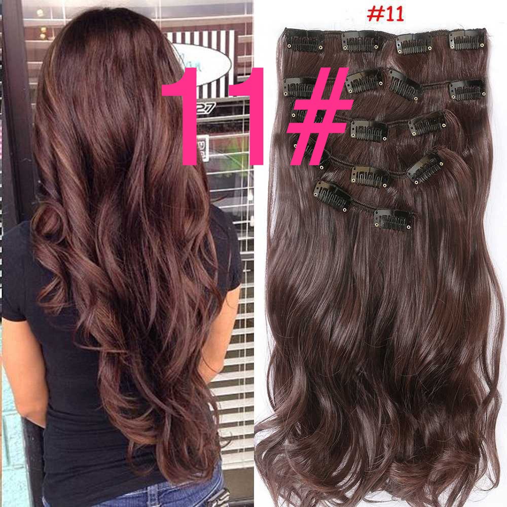 60cm 16 Clip Mở rộng tóc Clip tự nhiên Trên tóc giả Tóc giả tóc thật