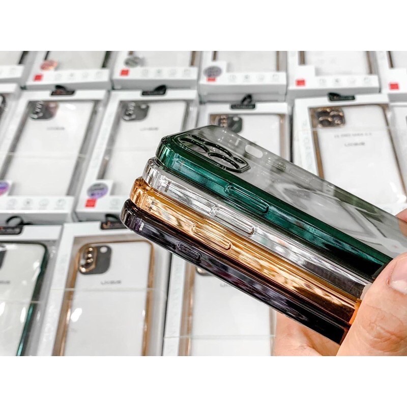 GIẢ IPHONE 12 Ốp lưng dẻo trong viền vuông màu CÓ LỚP KÍNH bảo vệ Camera iPhone 7 8 / PLUS X XS 11 12 / PRO MAX