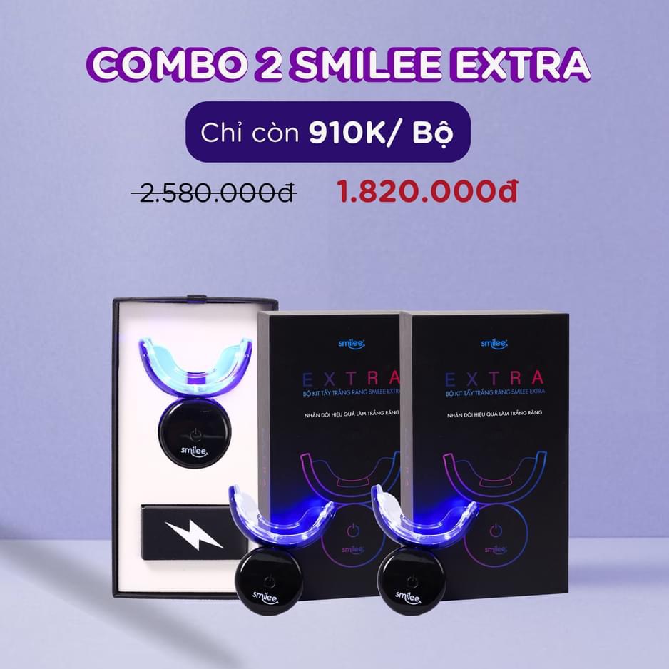 [Tặng Gel Smilee]  2 Bộ Smilee Extra bản nâng cao Version 2, Răng trắng sau 7 ngày, An toàn, Không ê buốt, nhập khẩu Mỹ