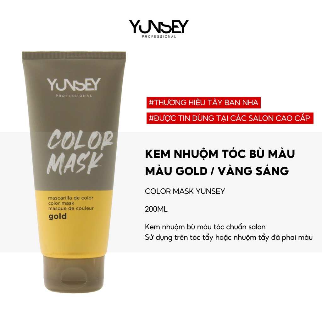 Kem nhuộm dưỡng tóc màu Vàng Gold Color Mask Yunsey 200ml