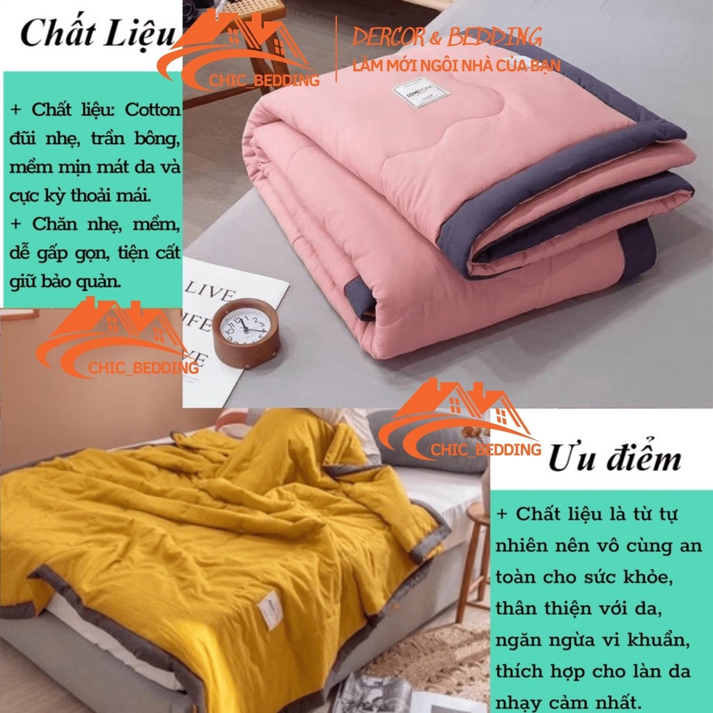 Chăn hè chất đũi, mền mùa hè cotton 100% siêu mềm thoáng mát hàng loại 1 size 2mx2m3