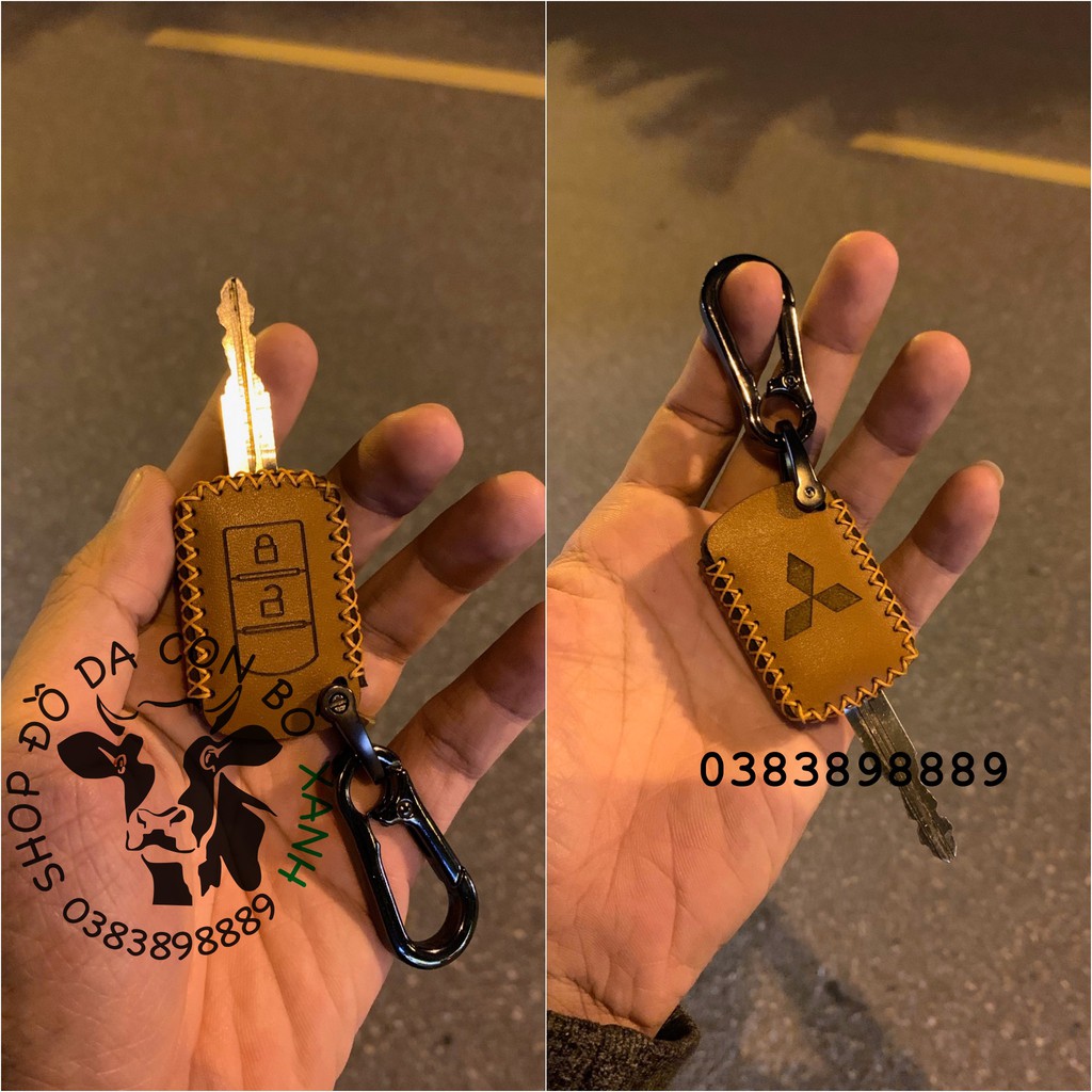 Bao Da Chìa Khoá Mitsubishi Xpander, Triton, Attrage, Mirage, Lancer  handmade Da Thật 002