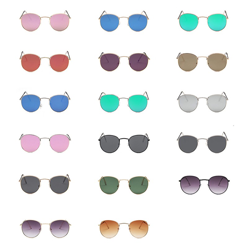 Kính mát gọng tròn nhỏ bằng kim loại thời trang cho nữ