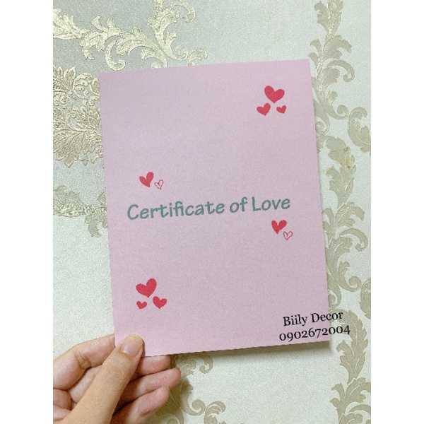 thiệp certificate of love