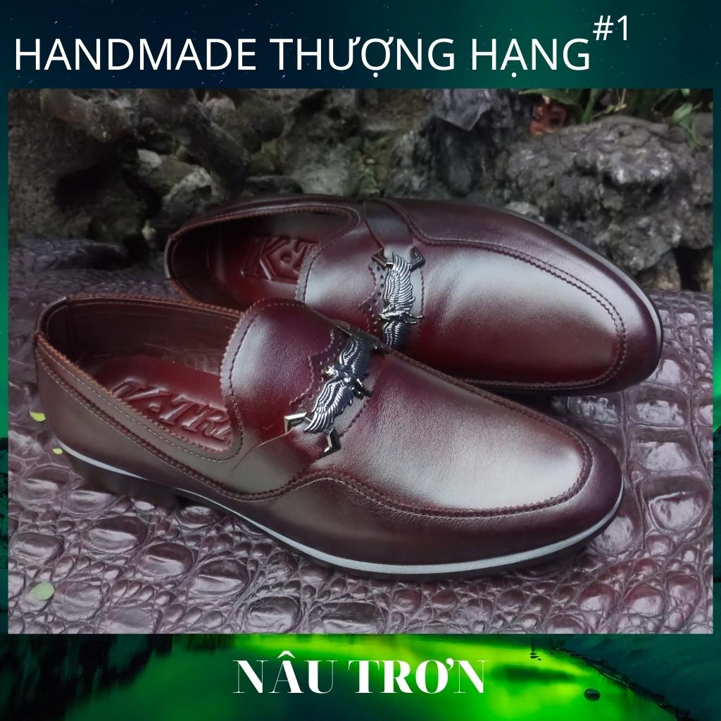 Giày da nam mã K251,kiểu giày lười nam công sở chất liệu da bò màu đen và nâu mận