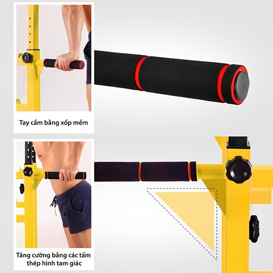 professionall.gym19 - Bộ xà đơn, xà kép đa năng cao cấp CHINING DIPPING RED