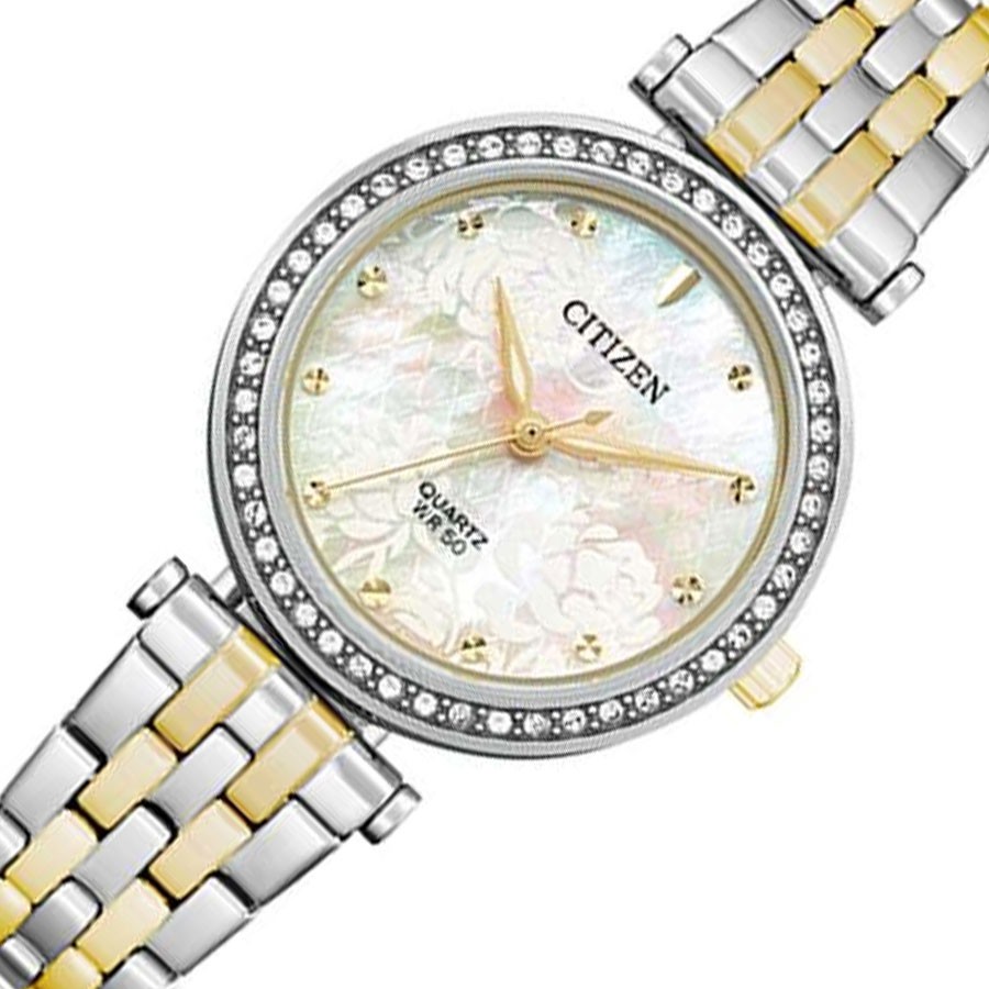 Đồng Hồ Nữ Citizen Đính Đá Swarovski Dây Thép Không Gỉ ER0214-54D - Mặt Xà Cừ