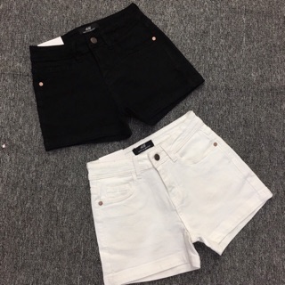 Quần short jeans trắng đen lưng cao mới M-N