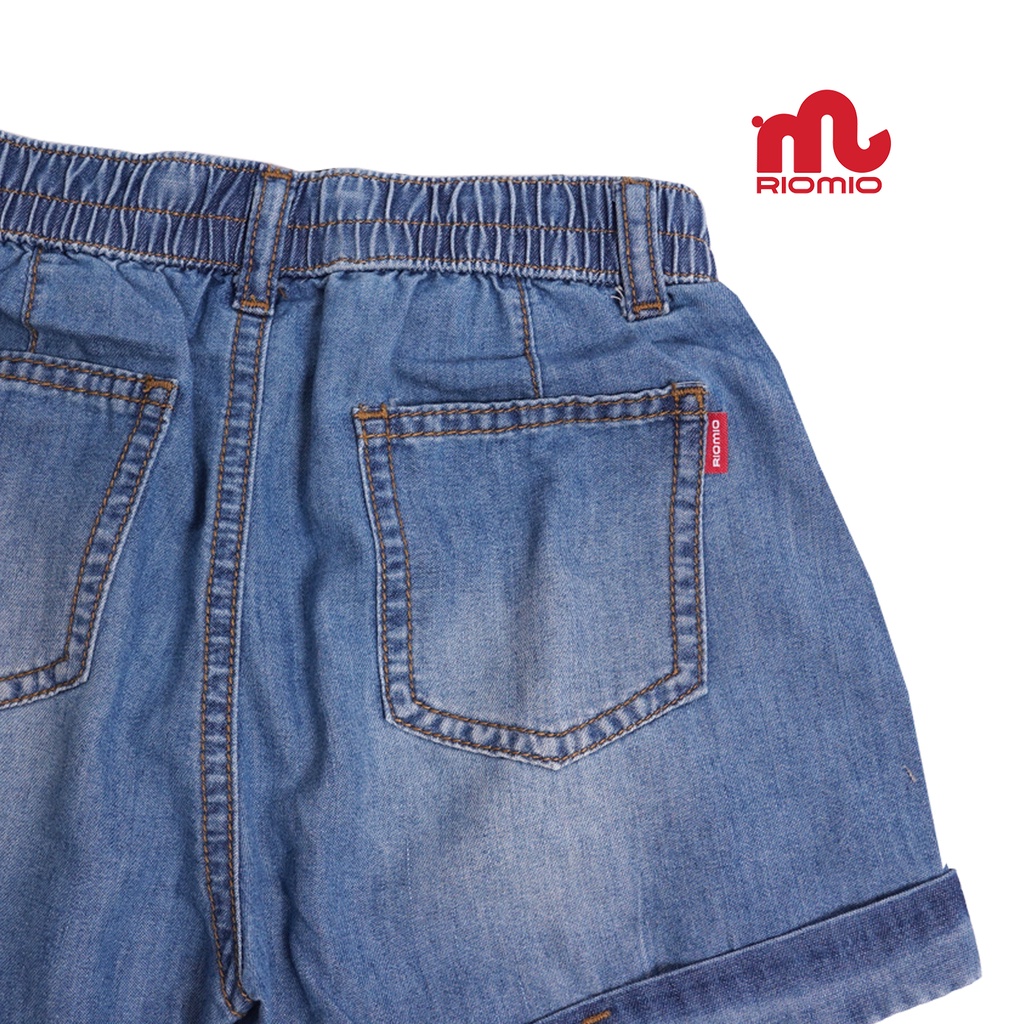 Quần short jean bé gái Riomio quần đùi bò sooc jean cạp chun mềm mát không phai màu size đại 15-40kg - RO021