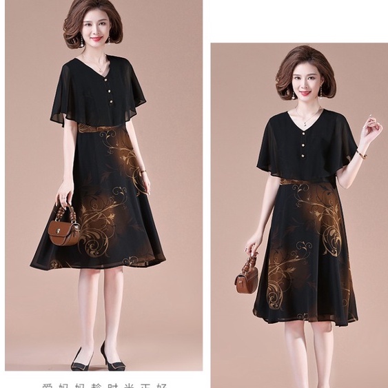 Đầm Chiffon Ngắn Tay Phong Cách Phương Tây Thời Trang Mùa Hè Cho Nữ