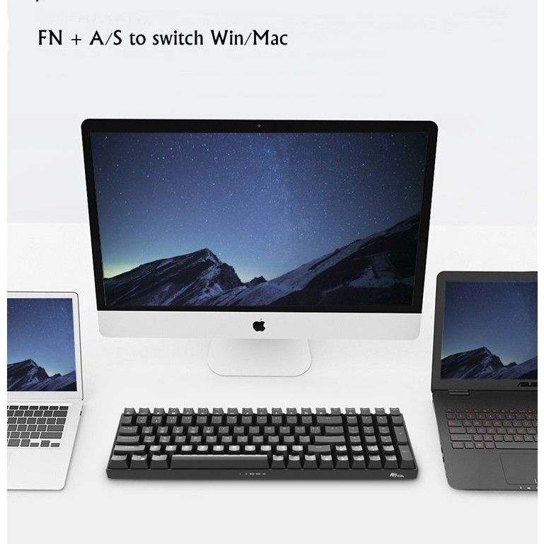 New 2021 -Bàn phím cơ không dây bluetooth Royal Kludge RK100 Pin sạc 3750mAh 100 phím với 3 chế độ kết nối hiện đại