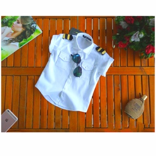 Áo sơ mi kiểu dáng phi công 2 cầu vai túi ngực may túi thật cho bé trai vải đẹp phom đẹp size nhí size đại 8kg đến 52kg