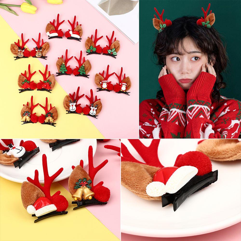 1 Cặp Kẹp Tóc Trang Trí Giáng Sinh Bằng Resin Hình Ông Già Noel