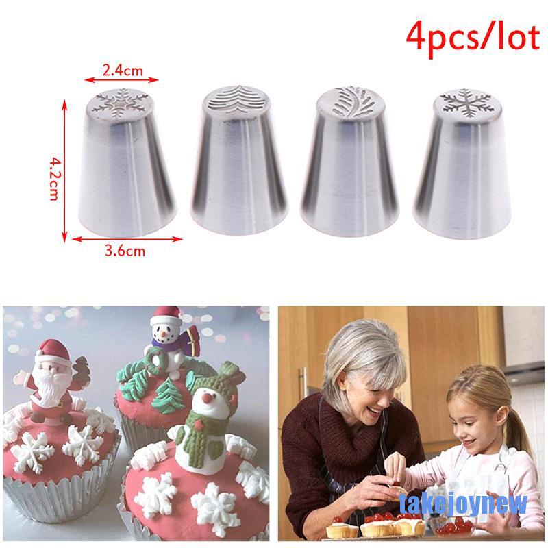 [takejoynew 0527] 4pcs/lot Cake Decoration Cream DIY Cake Bakeware Tool Christmas Pastry Nozzles